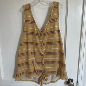 Mudd Yellow and Purple Striped Knit‎ Front Tie Tank Top Size XXL